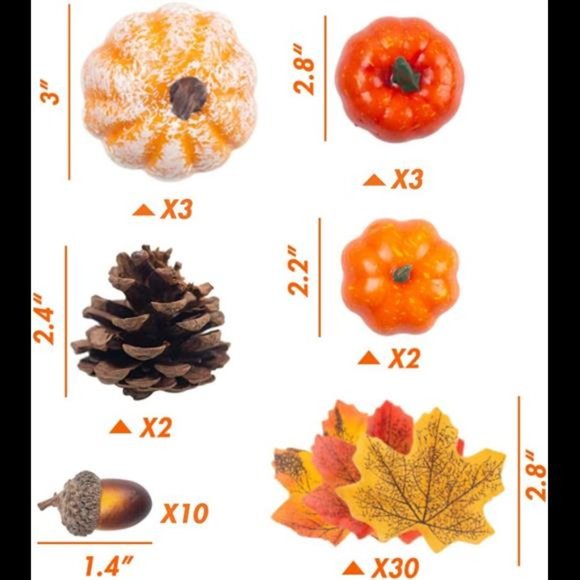 50 PCS Thanksgiving Artificial Pumpkins and Gourds Set, 8 PCS Fake Pumpkins - Picture 6 of 7